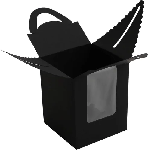 Miniatura 7 de EUSOAR Cajas para cupcakes individuales, color negro, 50 unidades, 3.6 x 3.6 x 4.3 pulgadas, portador de cupcakes con insertos y soportes