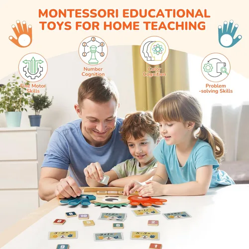 Miniatura 6 de Juguetes Montessori para niños de 3, 4 y 5 años, juguetes de aprendizaje preescolar para niños pequeños, bloques de números de madera para contar