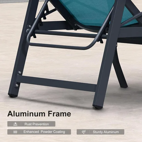 Miniatura 8 de PURPLE LEAF Oversized Chaise Lounge Chair Outdoor Set of 2 Extra Wide Pool Lounge Chairs 5 Adjustable Position with Armrests and Side Table Aluminum