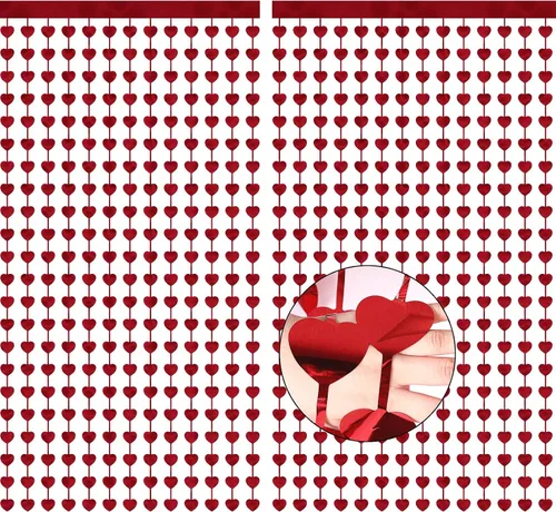 Miniatura 8 de Childom 80 guirnaldas de corazón de fieltro rojo, decoraciones de San Valentín, decoraciones de fiesta de San Valentín, decoración de corazones