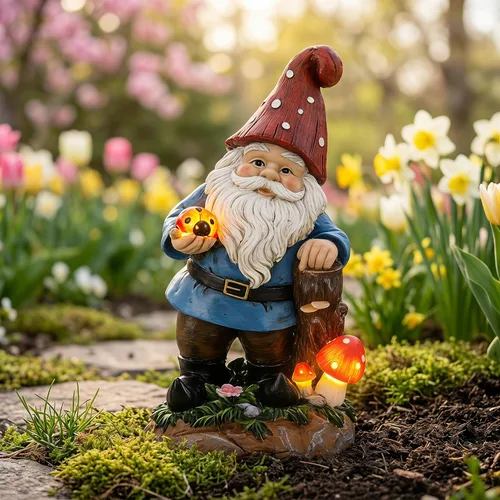 Miniatura 10 de Topadorn Estatua de jardín solar para cachorros con libro LED brillante, perro de resina pintado a mano con pájaro azul, decoración de patio al aire