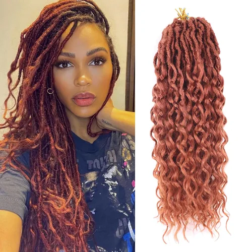 Miniatura 38 de Cabello de ganchillo para mujeres negras Goddess Locs de 14 pulgadas 8 paquetes 613 Locs falsos suaves preenganchados trenzas de ganchillo cabello