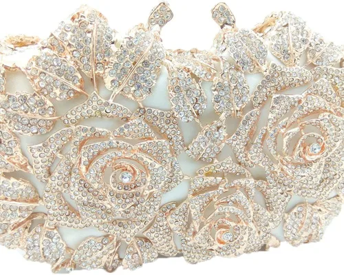 Miniatura 5 de Boutique De FGG Bolsas de noche de cristal de flores deslumbrantes para mujer formal boda fiesta cóctel bolso de mano