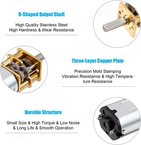 Miniatura 2 de DC 3V/6V/12V 19RPM-3000RPM N20 Motor de reducción de velocidad de alto par con motor de caja de engranajes de metal para juguetes RC de bricolaje