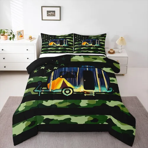 Miniatura 19 de Erosebridal Juego de edredón de pesca tamaño individual para hombres, juego de ropa de cama de peces de lubina para pescadores, niños de caza