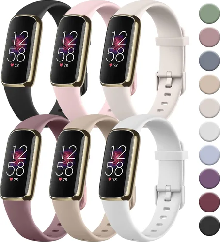 Miniatura 13 de Tobfit Paquete de 6 correas deportivas compatibles con correas Fitbit Luxe para mujeres y hombres, correas de silicona suave impermeables