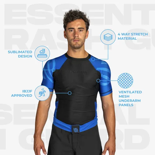Miniatura 5 de Sanabul Esencial manga corta Rash Guard MMA BJJ Wrestling Grappling Jiu Jitsu