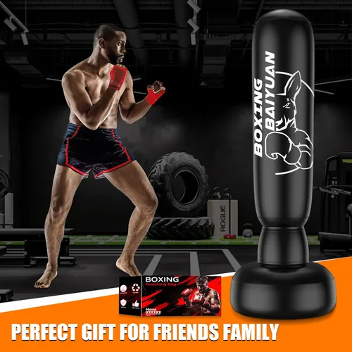 Miniatura 6 de Standing Punching Bag for Adults Teens, Inflatable Boxing Bag with Stand, Kick Boxing Training Equipment for MMA, Muay Thai, Kickboxing