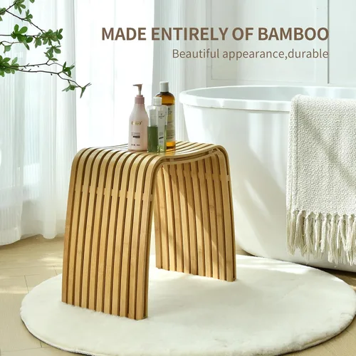Miniatura 3 de Taburete de bambú para baño y comedor, banco de bambú, duradero y hermoso diseñado para baño, comedor, sala de estar y dormitorio