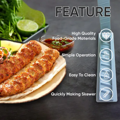 Miniatura 3 de Molde para Hacer Kebab Plástico Prensa para Pinchos de Carne Herramienta para Hacer Kebab Barbacoa (Gris)