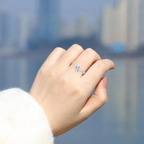 Miniatura 5 de JO WISDOM Anillo de compromiso de plata de ley 925 para mujer, con circonita cúbica 5A de 0.276 in, joyería para mujer