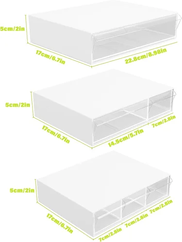 Miniatura 4 de Gonice Organizador de escritorio apilable de 3 niveles con 6 compartimentos, organizador de cajones apilables de plástico blanco para oficina
