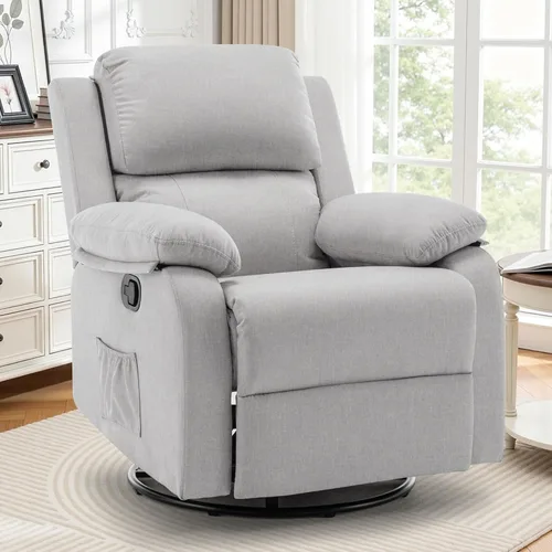 Miniatura 21 de Korser Silla reclinable, silla mecedora giratoria 360 grados para adultos, mecedora pequeña para espacios pequeños, tapizada de tela, reclinable