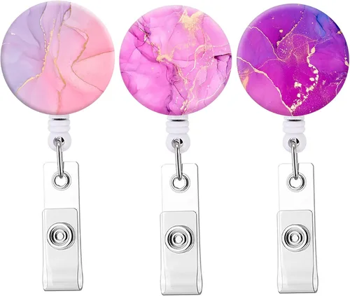 Miniatura 22 de Carrete retráctil para insignias, carretes de insignia de enfermera con clip de cocodrilo, clip decorativo con nombre en portatarjetas de Paquete