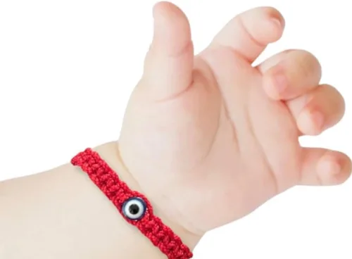 Pulsera Roja para Bebés Amuleto de Protección para bebé Amuleto para bebé. Cuerda para Buena Suerte y Contra el Mal de Ojo ojo azul