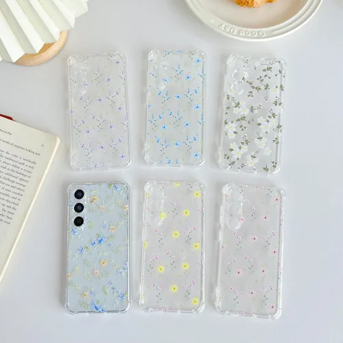 Miniatura 3 de ZTOFERA Funda transparente para Samsung Galaxy S24 con bonito patrón de flores para mujeres y niñas, funda protectora a prueba de golpes, delgada