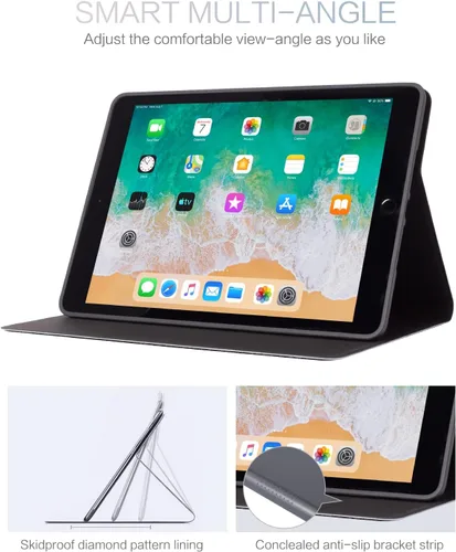 Miniatura 5 de Funda para iPad 9Th / 7Th / 8ª generación, para iPad 10.2, funda protectora a prueba de golpes, visión multiángulo, soporte ajustable, encendido