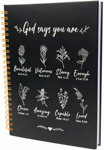 Miniatura 6 de Cuadernos cristianos en espiral para mujeres - Diario de oración para estudio bíblico con "Dios dice", 140 páginas, cuaderno de materias de tapa