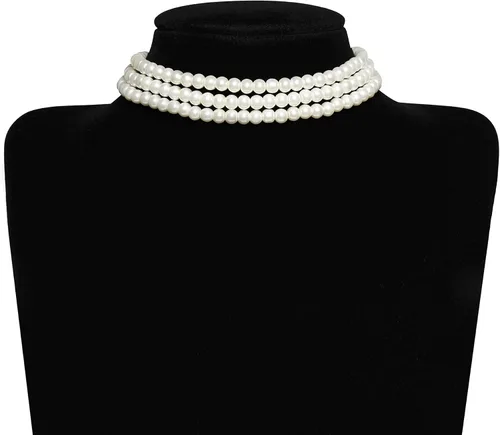 Miniatura 4 de BABEYOND - Collar de gargantilla de perlas de imitación redondo, collar estilo años 20, accesorios para fiesta temática Gatsby