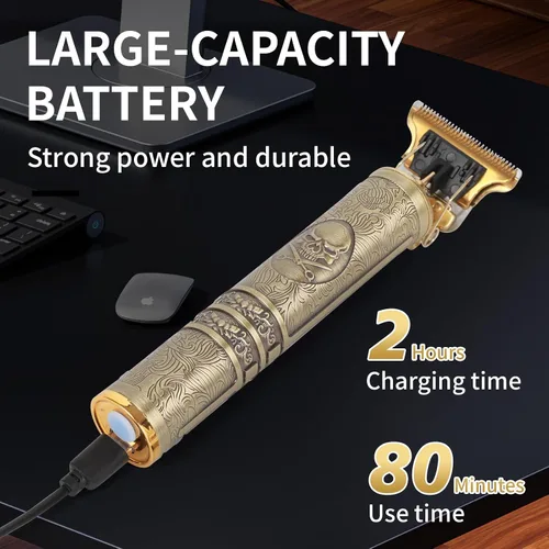 Miniatura 5 de Cortapelos profesional para hombres, recortadora inalámbrica recargable con 4 guías, carga rápida USB-C, cuerpo de metal para barba, cabello y aseo