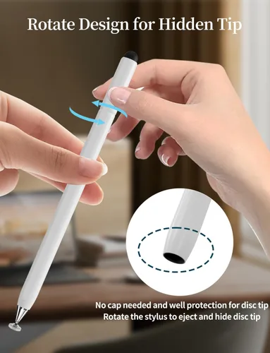 Miniatura 2 de Lápiz óptico para pantalla táctil, cuerpo magnético y diseño giratorio para punta de disco oculta, lápiz óptico 2 en 1 para Apple/iPhone/iPad