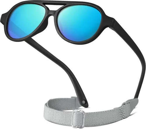 Miniatura 11 de RIVBOS RBK068 - Gafas de sol polarizadas UV400 para bebé, marco suave con correa segura para bebés y recién nacidos (0-24 meses)