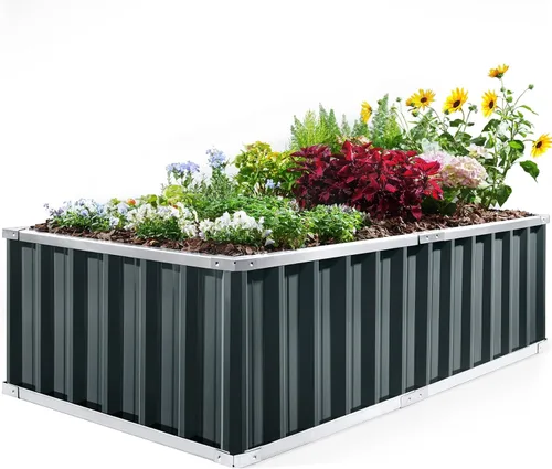Miniatura 12 de King Bird - Cama de jardín elevada de 68 x 36 x 12 pulgadas, kit de caja de maceta de metal de acero galvanizado para jardín al aire libre, con 2