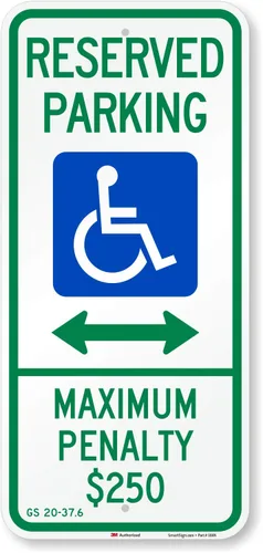 Miniatura 10 de SmartSign - Letrero de estacionamiento reservado para discapacitados - Penalización máxima de $250 pulgadas 12 x 26 pulgadas, aluminio reflectante