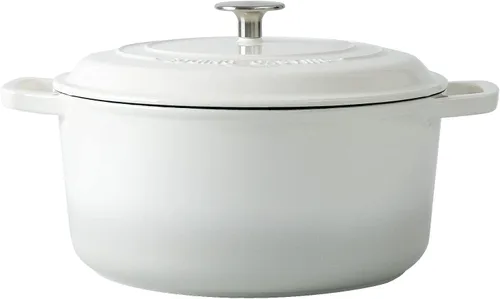 Miniatura 5 de EDGING CASTING Olla holandesa de hierro fundido esmaltado con tapa, horno holandés para hornear pan de masa madre, olla redonda, mango Dule de 7.5