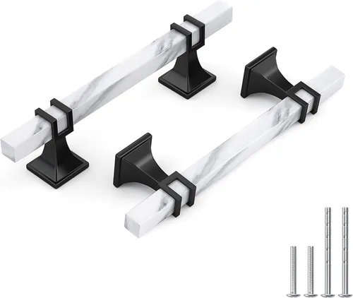 Miniatura 37 de Haliwu Paquete de 5 tiradores de gabinete con barra en T negra y dorada de 3 pulgadas, tiradores de puerta para armarios de cocina, manijas de zinc