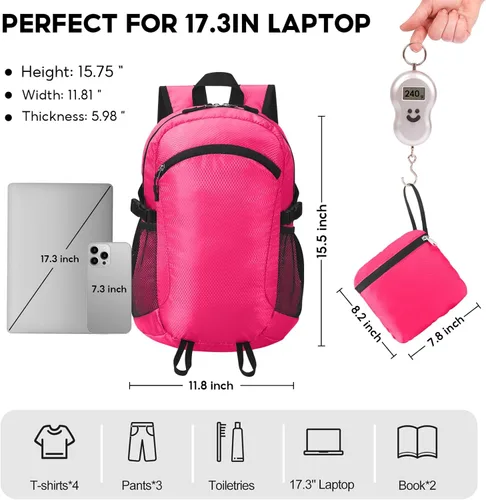 Miniatura 3 de Mochila pequeña de senderismo de 15L, ligera, plegable, resistente al agua, mochila de viaje para camping, mochila de día plegable para mujeres