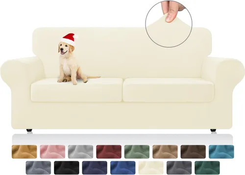 Miniatura 15 de KEKUOU 4 piezas de fundas elásticas para sofá de 3 cojines, fundas para sofá para mascotas, fundas para sofá lavables, suaves y elásticas, protector