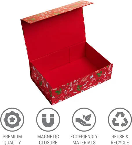 Miniatura 4 de Caja de regalo de Navidad con tapa magnética Cajas de regalo decorativas rojas para regalos, regalos de vacaciones, golosinas, adornos