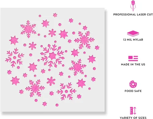 Miniatura 2 de Plantilla circular de copo de nieve – Cartel de porche de Navidad, plantilla de dibujo de Navidad, decoración de pared de Navidad, plantillas