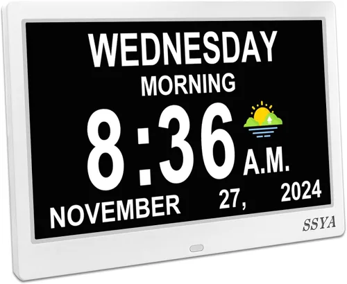 Miniatura 11 de SSYA Reloj de demencia para personas mayores, reloj digital con fecha y día de la semana, DST automático, reloj despertador con calendario grande