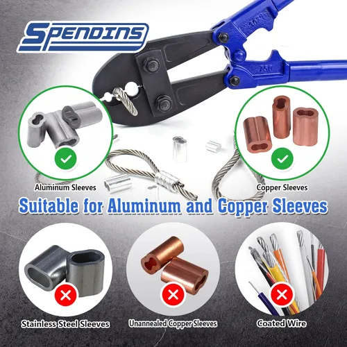 Miniatura 2 de Herramienta de Engarzado Manual de 31.8 Pulgadas, Herramienta de Prensado de Cable de Alambre para Cables de 5/32", 1/4", 5/16", Engarzadora