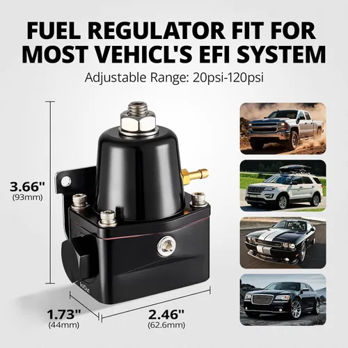 Miniatura 2 de EVIL ENERGY Regulador de presión de combustible 6AN EFI Bypass Retorno ajustable (20-75PSI, 75-120PSI), negro