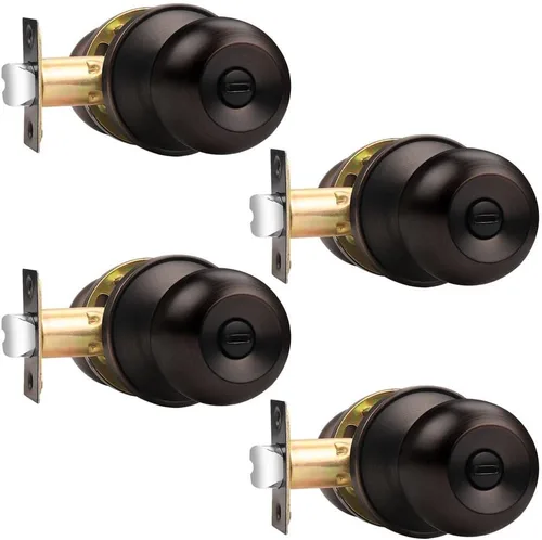 Miniatura 11 de Probrico Cerraduras de puerta de privacidad estilo bola redonda, pomos de puerta interiores negro mate para dormitorio y baño, pomos de puerta sin