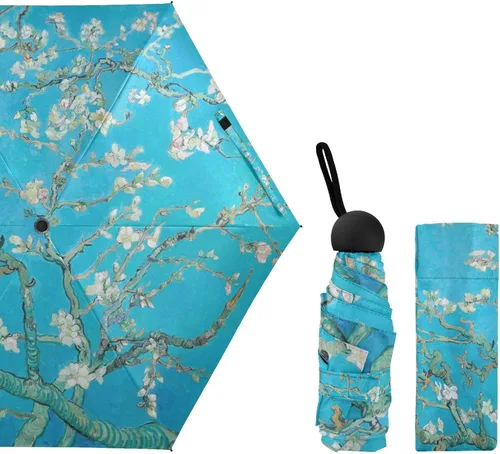 Miniatura 2 de Sombrilla de viaje plegable compacta con protección UV para 99% de protección UV, resistente al viento, a prueba de lluvia, pequeña sombrilla