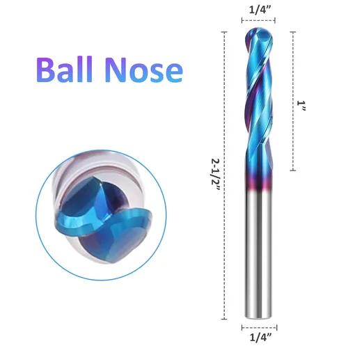 Miniatura 2 de HQMaster Broca de nariz de bola de enrutador de corte ascendente de 1/4 pulgadas de vástago de carburo sólido Broca de enrutador CNC