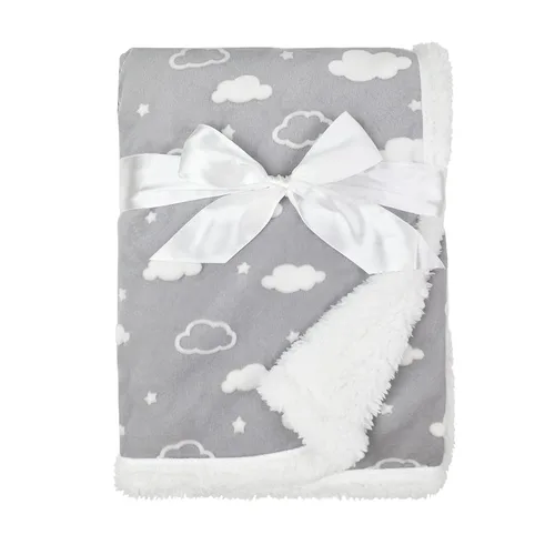 American Baby Company Manta de recepción de felpilla suave y sherpa de 30 x 35 pulgadas, color gris 3D, cálida y acogedora para bebés, niños y