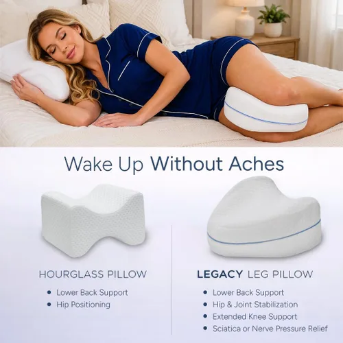 Miniatura 8 de Contour Almohada de rodilla original de reloj de arena para personas que duermen de lado con correa ajustable, cojín de espuma viscoelástica