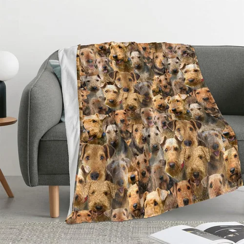 Miniatura 2 de Manta con estampado Airedale Terrier – Manta con estampado de animales divertidos para amantes de los perros y cachorros, regalos Airedale Terrier