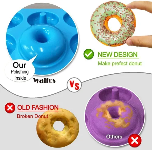 Miniatura 5 de Walfos Molde de Silicona para Donas de Tamaño Completo para Hornear - Juego de Sartén de Silicona para Donas de 4 Pulgadas de Tamaño Grande para 4
