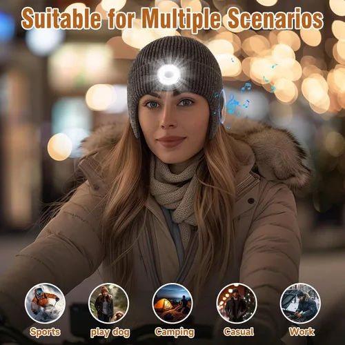 Miniatura 36 de Gorro Bluetooth con auriculares ligeros e inalámbricos, micrófono integrado y altavoces estéreo mejorados con música