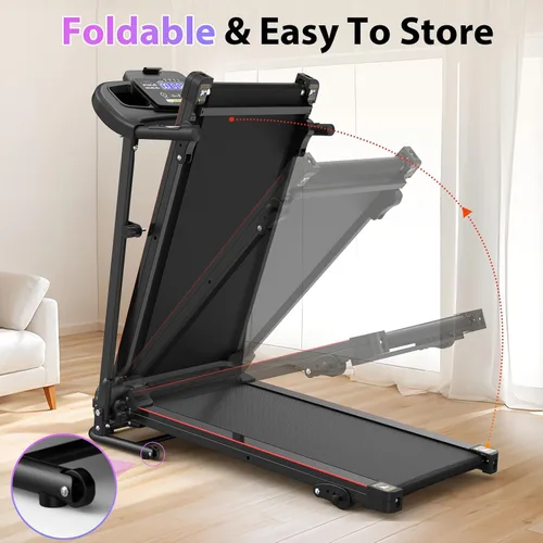 Miniatura 7 de Caminadora plegable, caminadora eléctrica de 2.5 HP para el hogar con Bluetooth e inclinación, portátil, fitness, correr, entrenamiento,