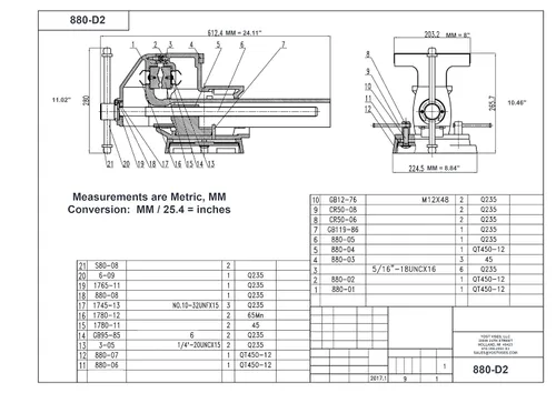 Miniatura 5 de Yost Vises 880-D2 Sistema de mordaza reversible combinada 20.3 cm de ancho de mandíbula de alta resistencia para tubos y banco de utilidad La