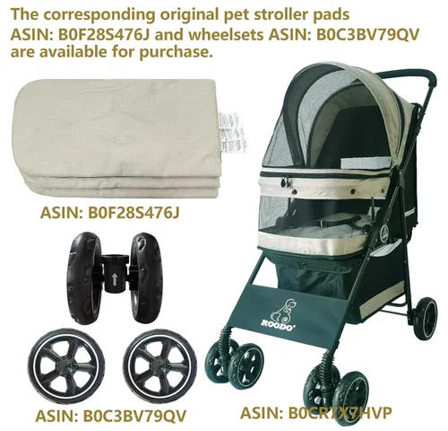 Miniatura 8 de ROODO Cochecito de 4 Ruedas para Perros y Gatos Mascotas, el Mejor Ligero Plegable Compacto Portátil Jogger Todo Terreno Viaje Equipo para Mascotas