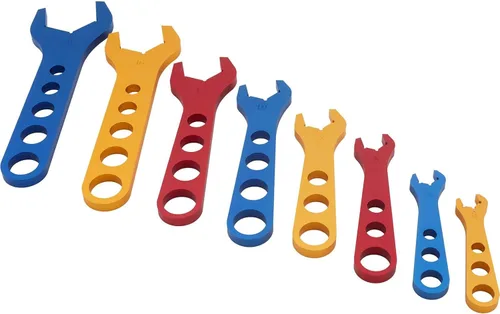 Miniatura 2 de Speedway Motors Juego de llaves de montaje AN de aluminio con estuche de rollo, sensación fácil de usar de 8 piezas con tamaño de ajuste estampado
