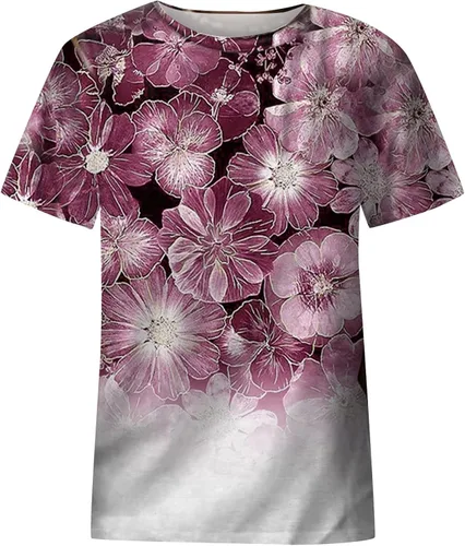 Miniatura 3 de Blusa de manga corta transpirable con cuello redondo para mujer, con estampado de abejas de abeja